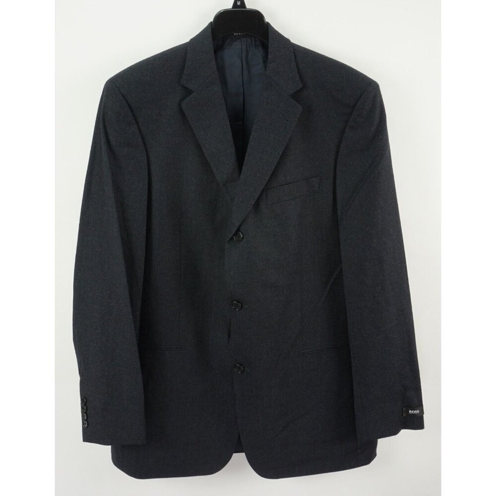 New Vintage Hugo Boss Einstein Sigma Mens 42L Blue Knit Wool Three Button Blazer